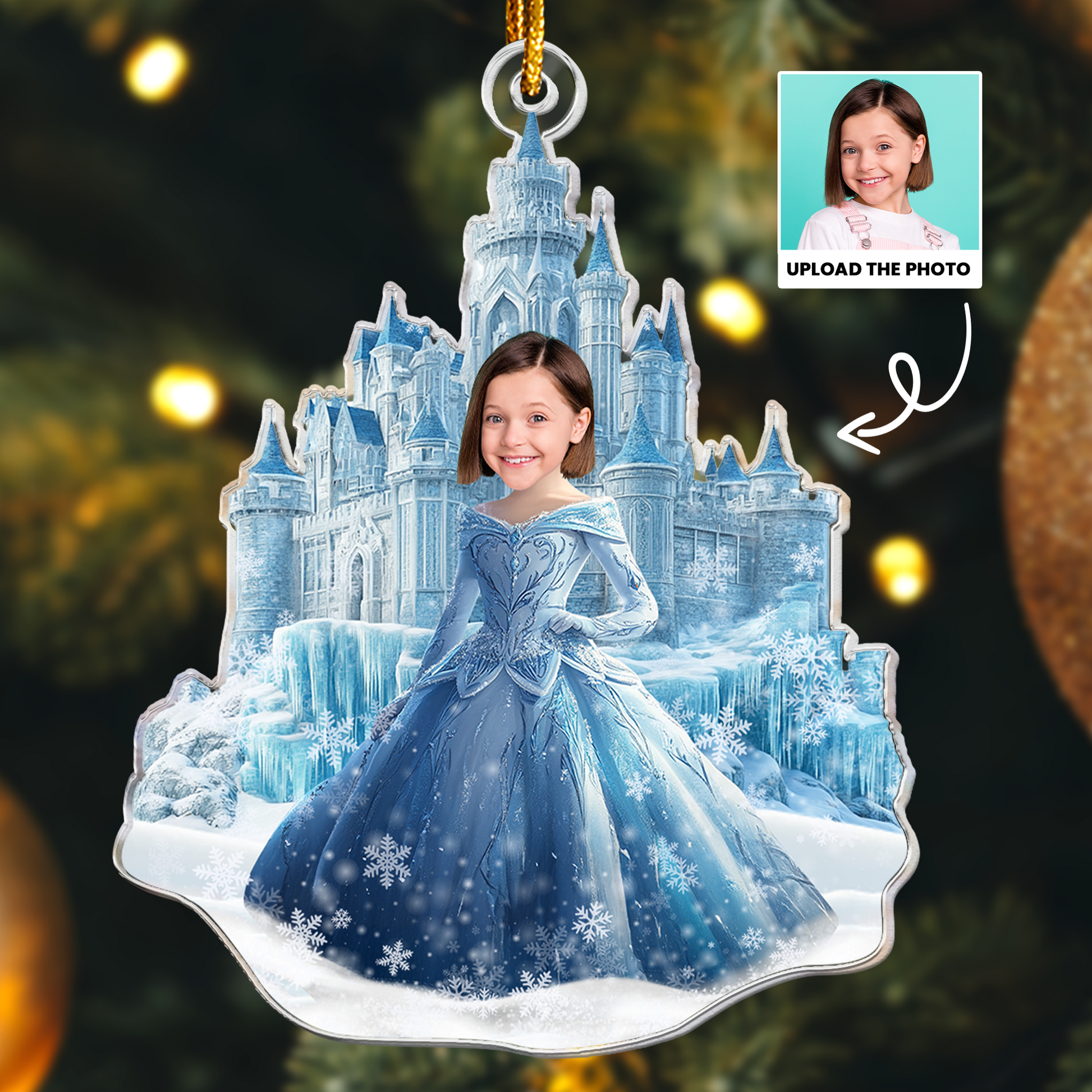 Ice Princess - Custom Face Ornament Gifts For Daughter, Girl, Kids - Personalized Acrylic Photo Ornament - Gift For Daughter