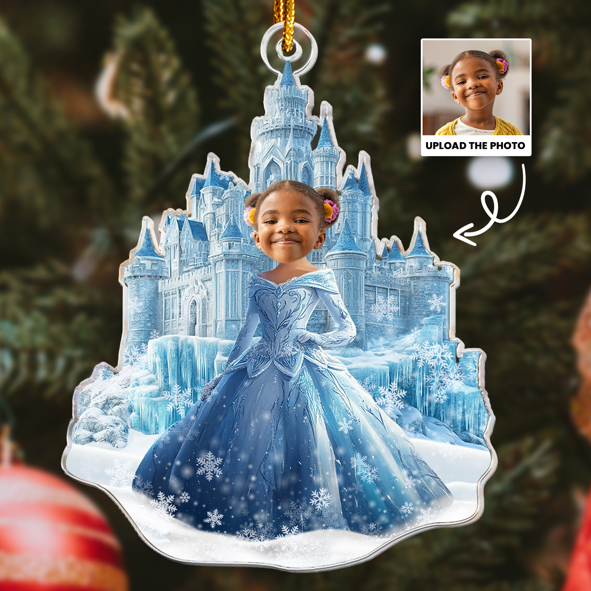 Ice Princess - Custom Face Ornament Gifts For Daughter, Girl, Kids - Personalized Acrylic Photo Ornament - Gift For Daughter