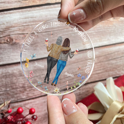 It Takes A Long Time Friends Leopard - Personalized Acrylic Ornament - Gift For Friend