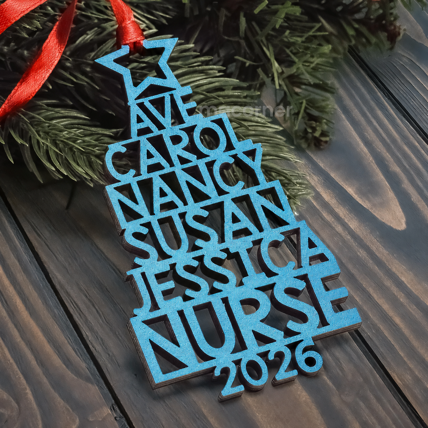 Custom Family Names 2026 Christmas Tree Ornament Up To 14 Names - Personalized Family Ornament