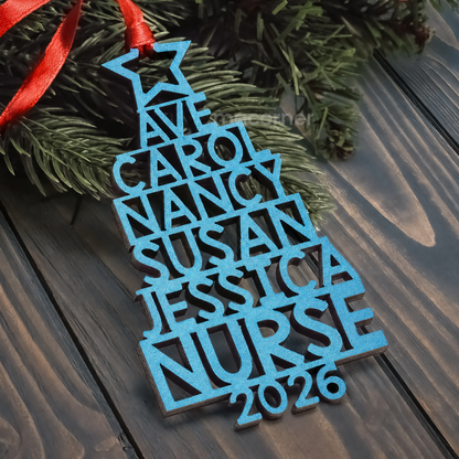 Custom Family Names 2026 Christmas Tree Ornament Up To 14 Names - Personalized Family Ornament