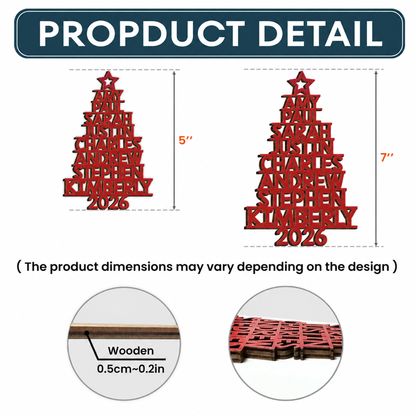 Custom Family Names 2026 Christmas Tree Ornament Up To 14 Names - Personalized Family Ornament