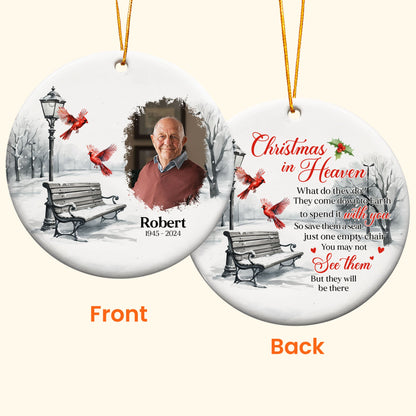 Memorial Christmas In Heaven - Personalized Ceramic Photo Ornament