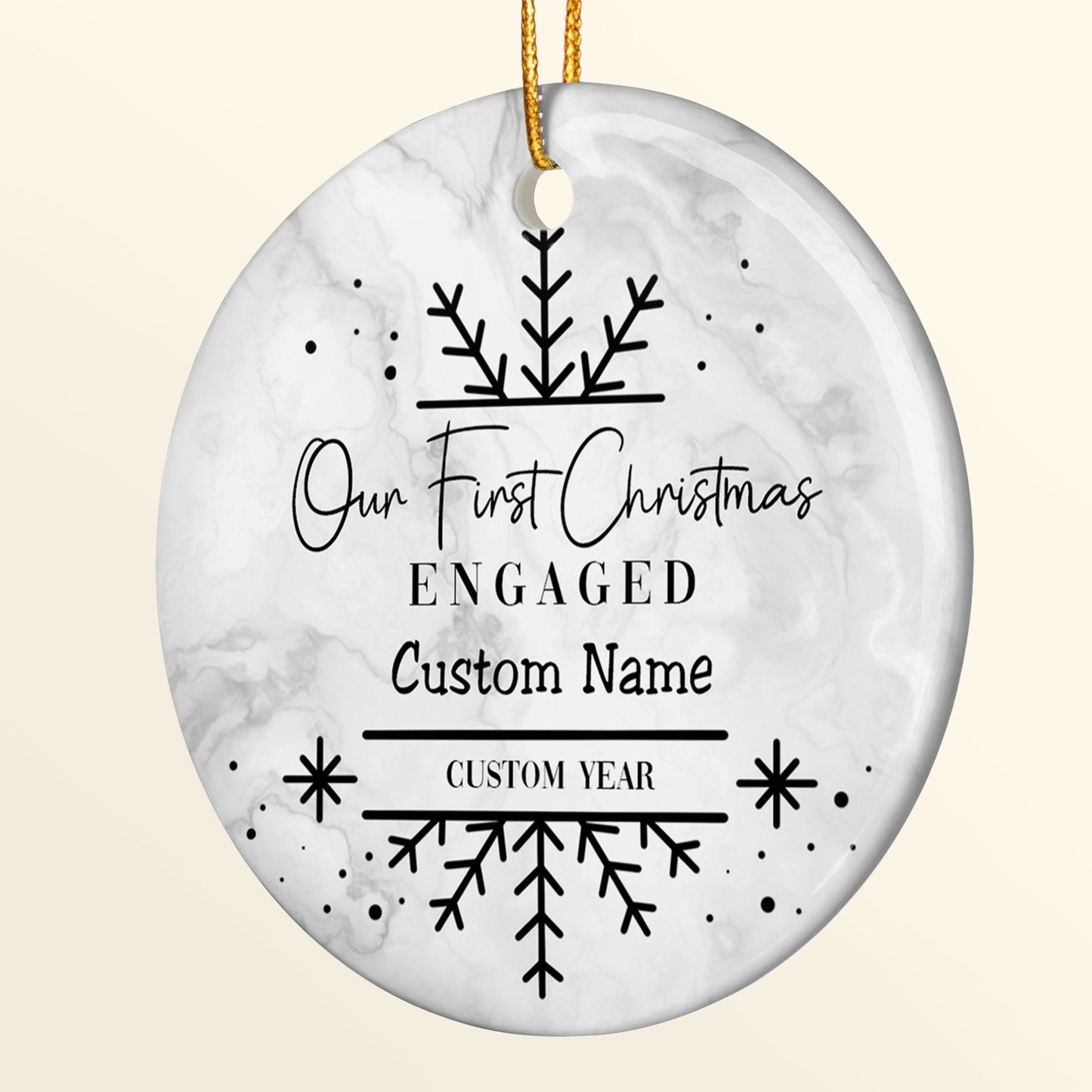 Our First Christmas Engaged - Personalized Ceramic Ornament