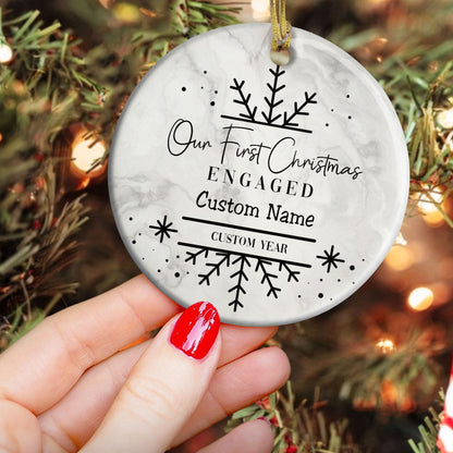 Our First Christmas Engaged - Personalized Ceramic Ornament