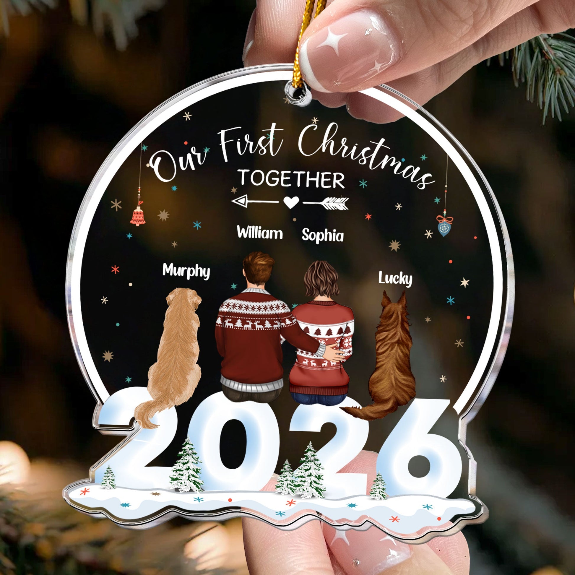 Our First Christmas Together With Dogs - Personalized Acrylic Ornament