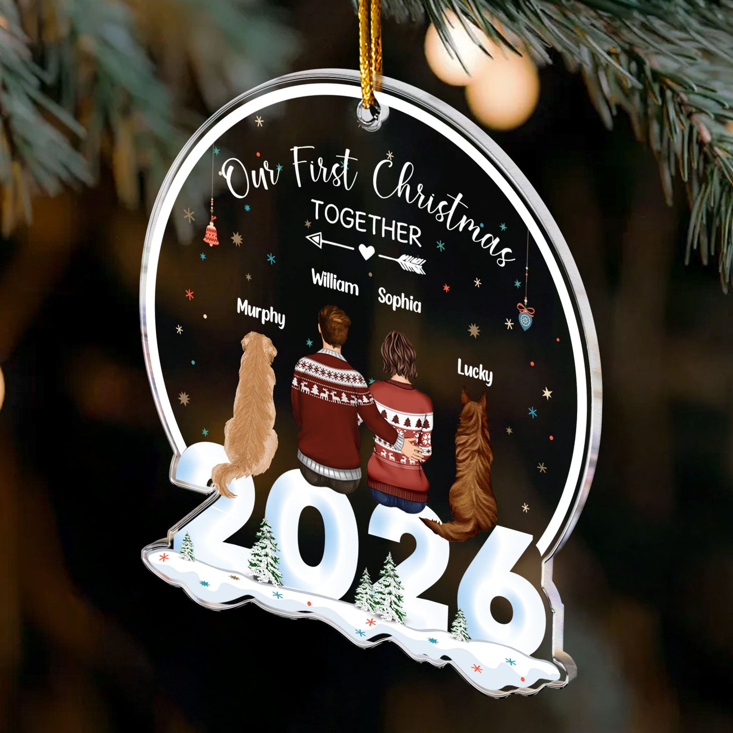 Our First Christmas Together With Dogs - Personalized Acrylic Ornament