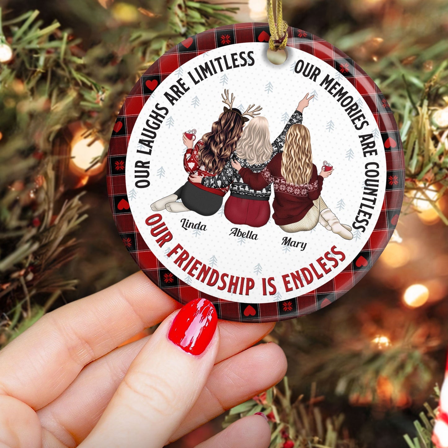 Our Friendship Is Endless - Personalized Friends Ornament, Gift For Friend