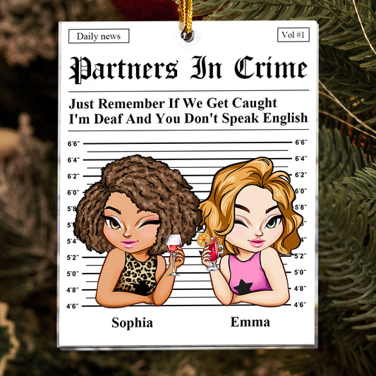 Partners In Crime - Daily News - Friendship Funny Gifts - Personalized Acrylic Ornament - Gift For Friend