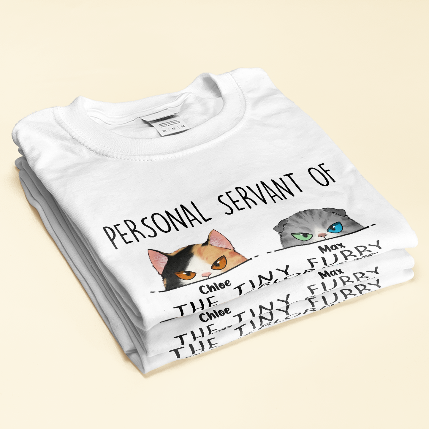 Personal Servant Of The Tiny Furry Overlords - Personalized Shirt - Father's Day, Birthday, Funny Gift For Cat Lover, Cat Dad & Mom, Cat Owner
