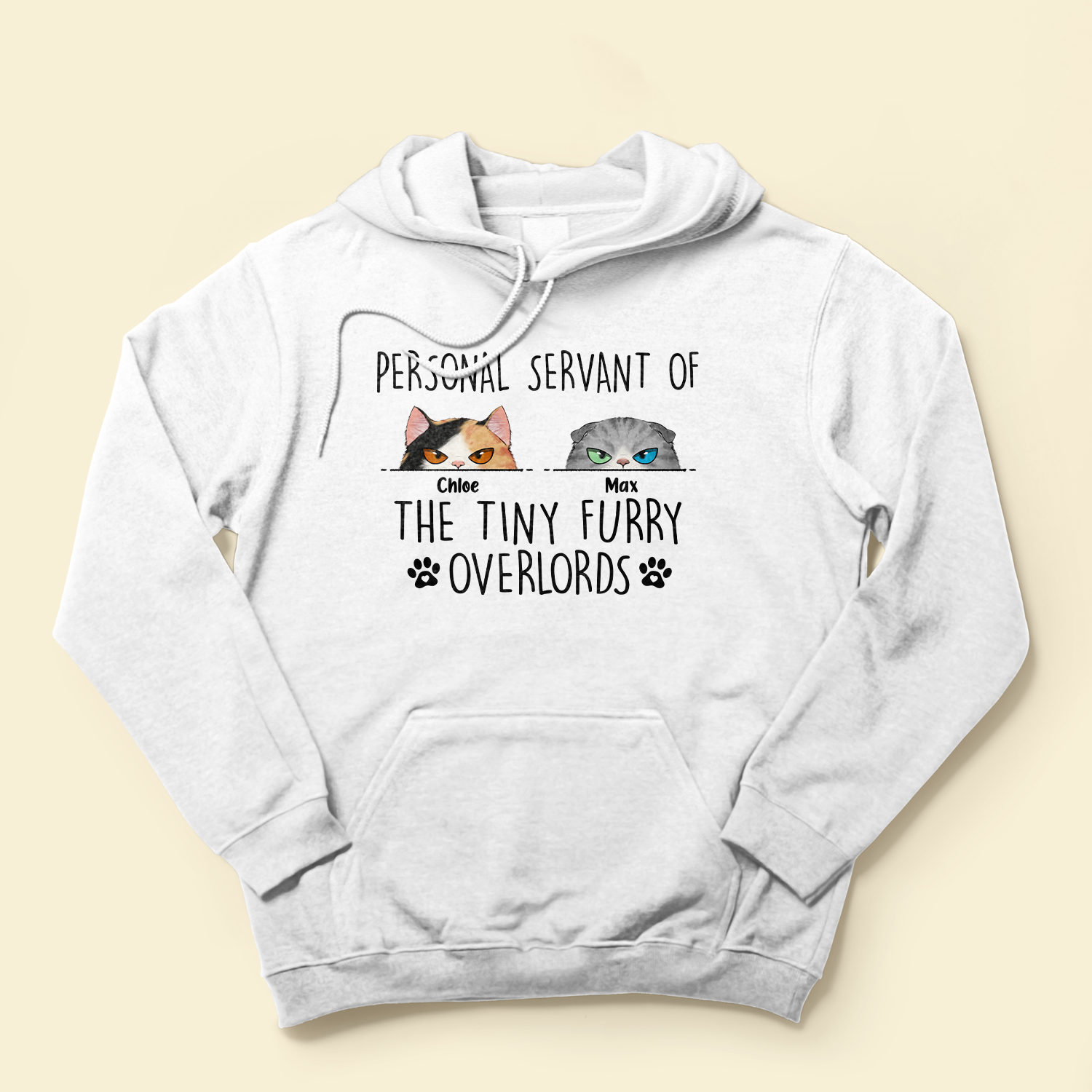 Personal Servant Of The Tiny Furry Overlords - Personalized Shirt - Father's Day, Birthday, Funny Gift For Cat Lover, Cat Dad & Mom, Cat Owner