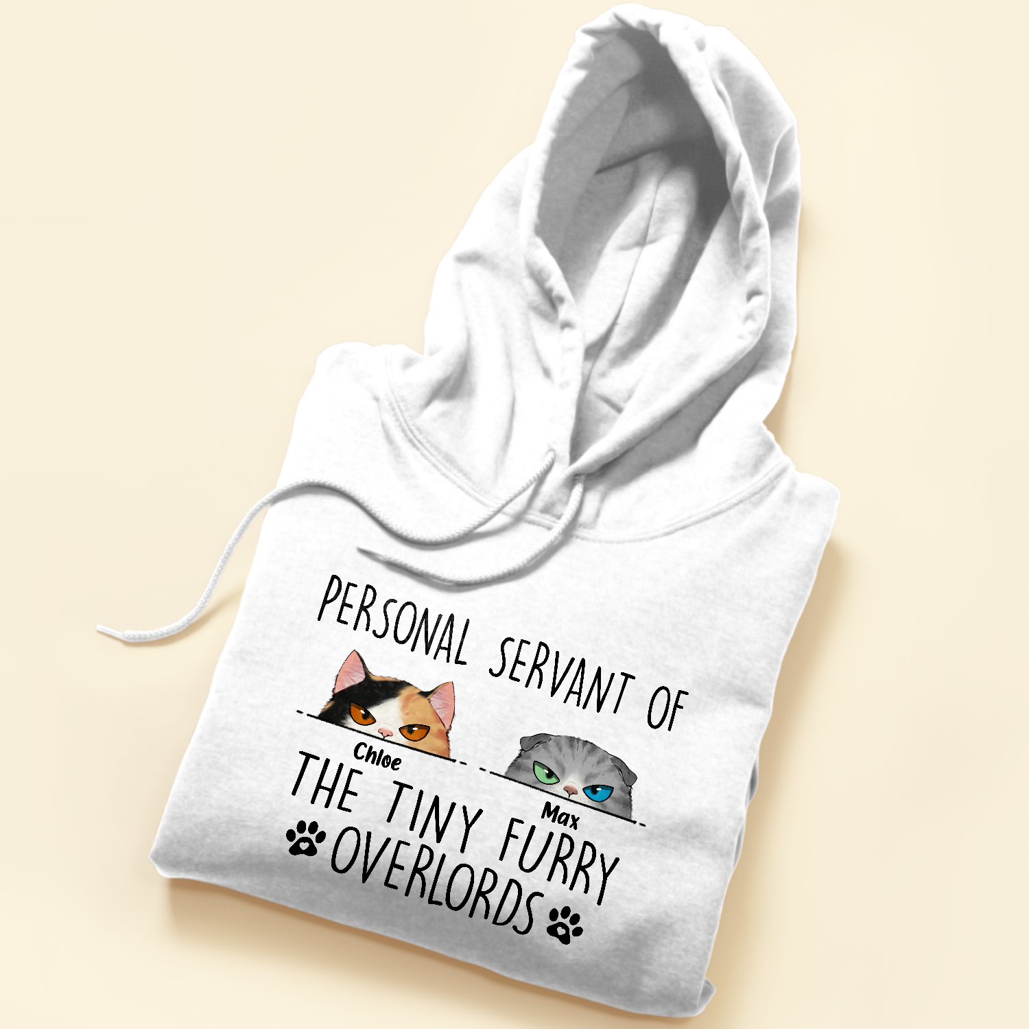 Personal Servant Of The Tiny Furry Overlords - Personalized Shirt - Father's Day, Birthday, Funny Gift For Cat Lover, Cat Dad & Mom, Cat Owner