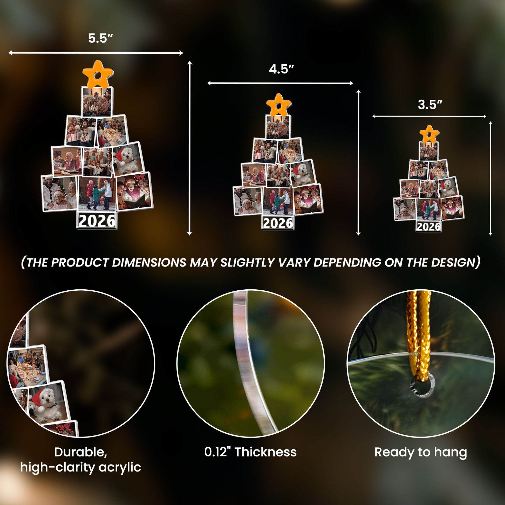 Photo Family Tree Christmas 2026 - Personalized Acrylic Photo Ornament-Ver 2 Custom Year