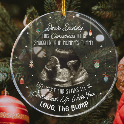 (Photo Inserted) This Baby Bump To Daddy - Personalized Ultrasound Ornament - Gift For Dad