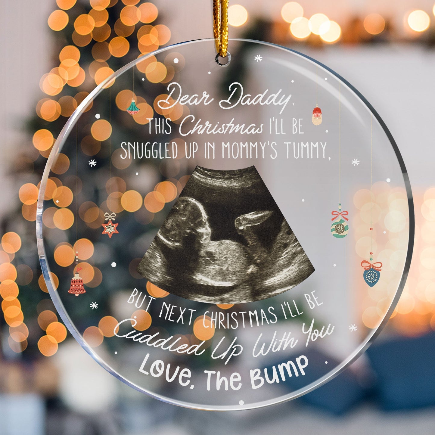 (Photo Inserted) This Baby Bump To Daddy - Personalized Ultrasound Ornament - Gift For Dad