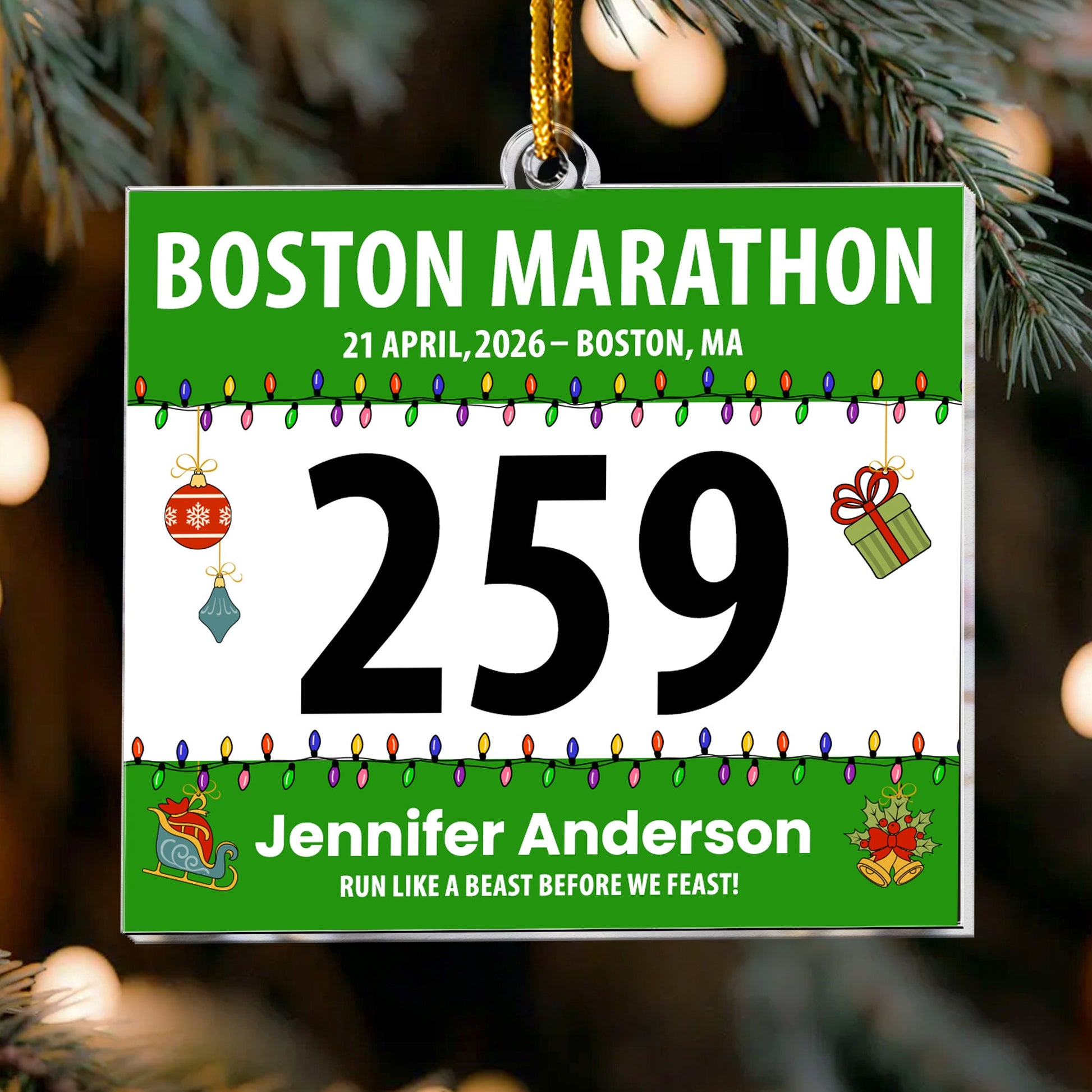 Race Bib For Runner - Personalized Acrylic Ornament