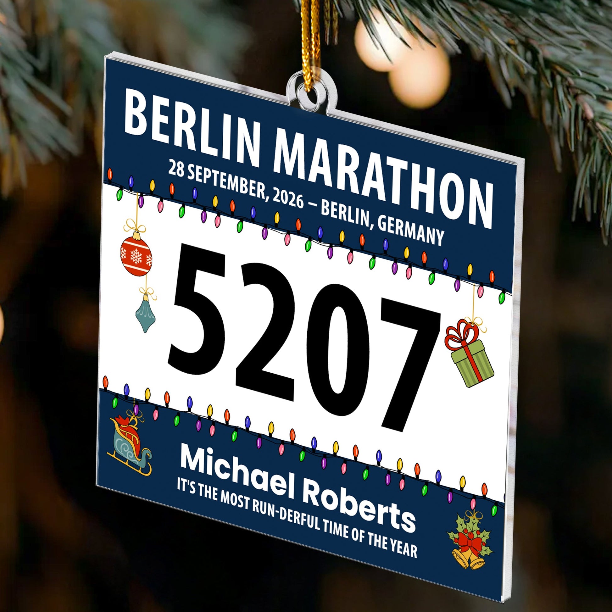 Race Bib For Runner - Personalized Acrylic Ornament