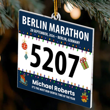 Race Bib For Runner - Personalized Acrylic Ornament