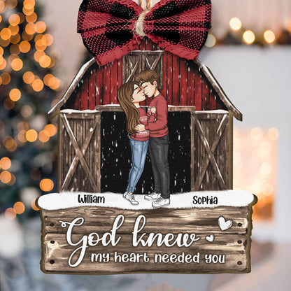 Red Barn Christmas Couples Anniversary - Personalized Couple Ornament - Vintage Ornament