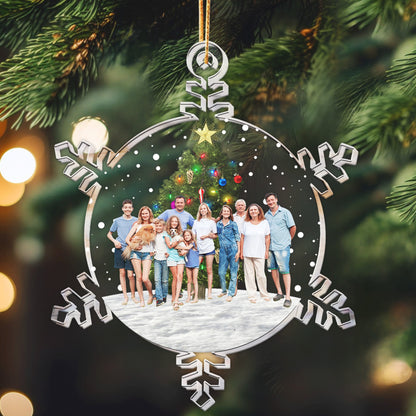 Snowflakes, Christmas tree Custom Photo Family, Friends - Personalized Acrylic Photo 2026 Christmas Ornament