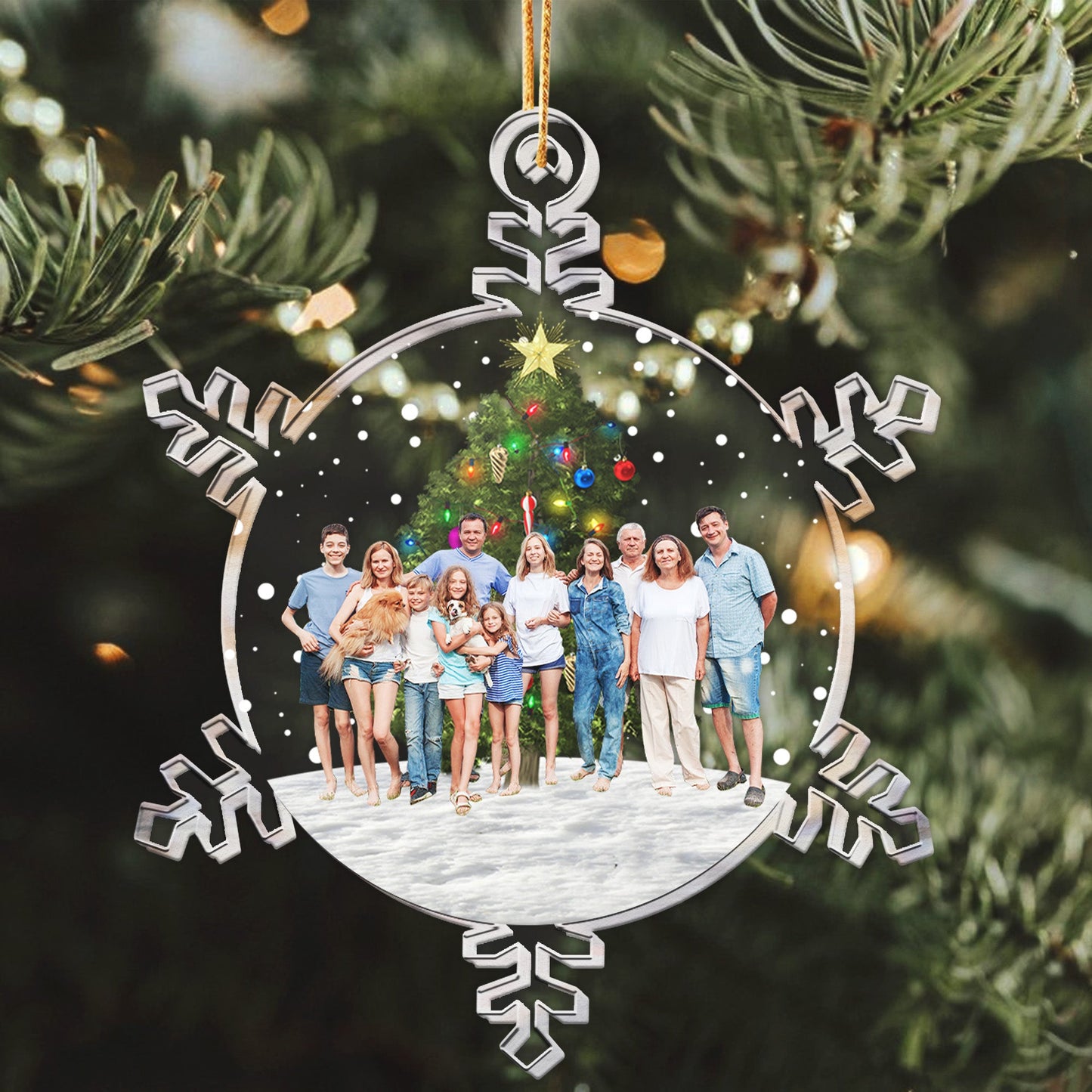 Snowflakes, Christmas tree Custom Photo Family, Friends - Personalized Acrylic Photo 2026 Christmas Ornament
