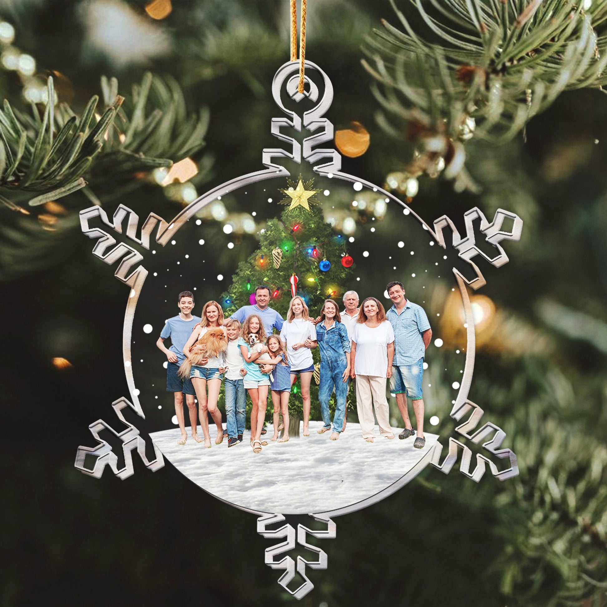 Snowflakes, Christmas tree Custom Photo Family, Friends - Personalized Acrylic Photo 2026 Christmas Ornament