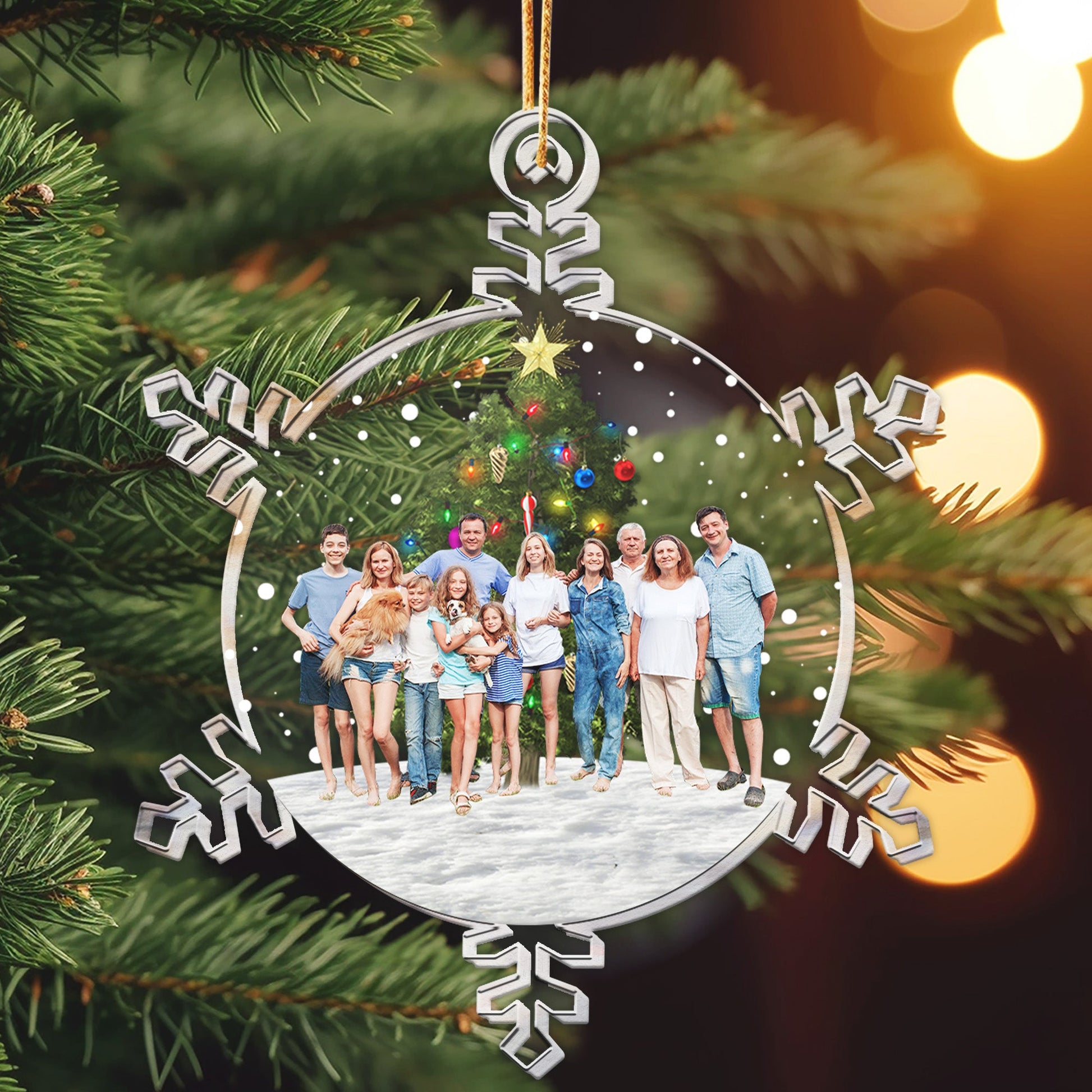 Snowflakes, Christmas tree Custom Photo Family, Friends - Personalized Acrylic Photo 2026 Christmas Ornament