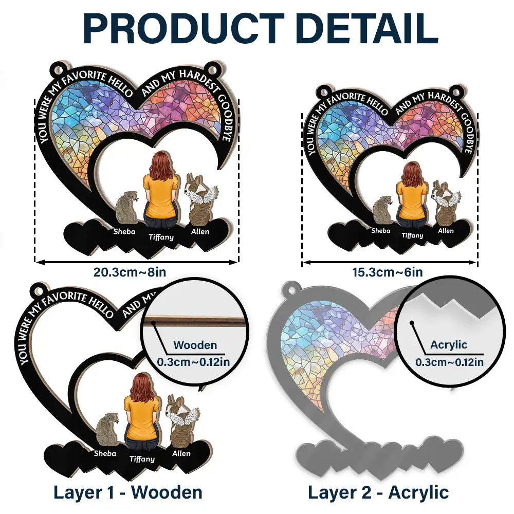 You Were My Favorite Hello And Hardest Goodbye Pet Memorial - Personalized Window Hanging Suncatcher Ornament