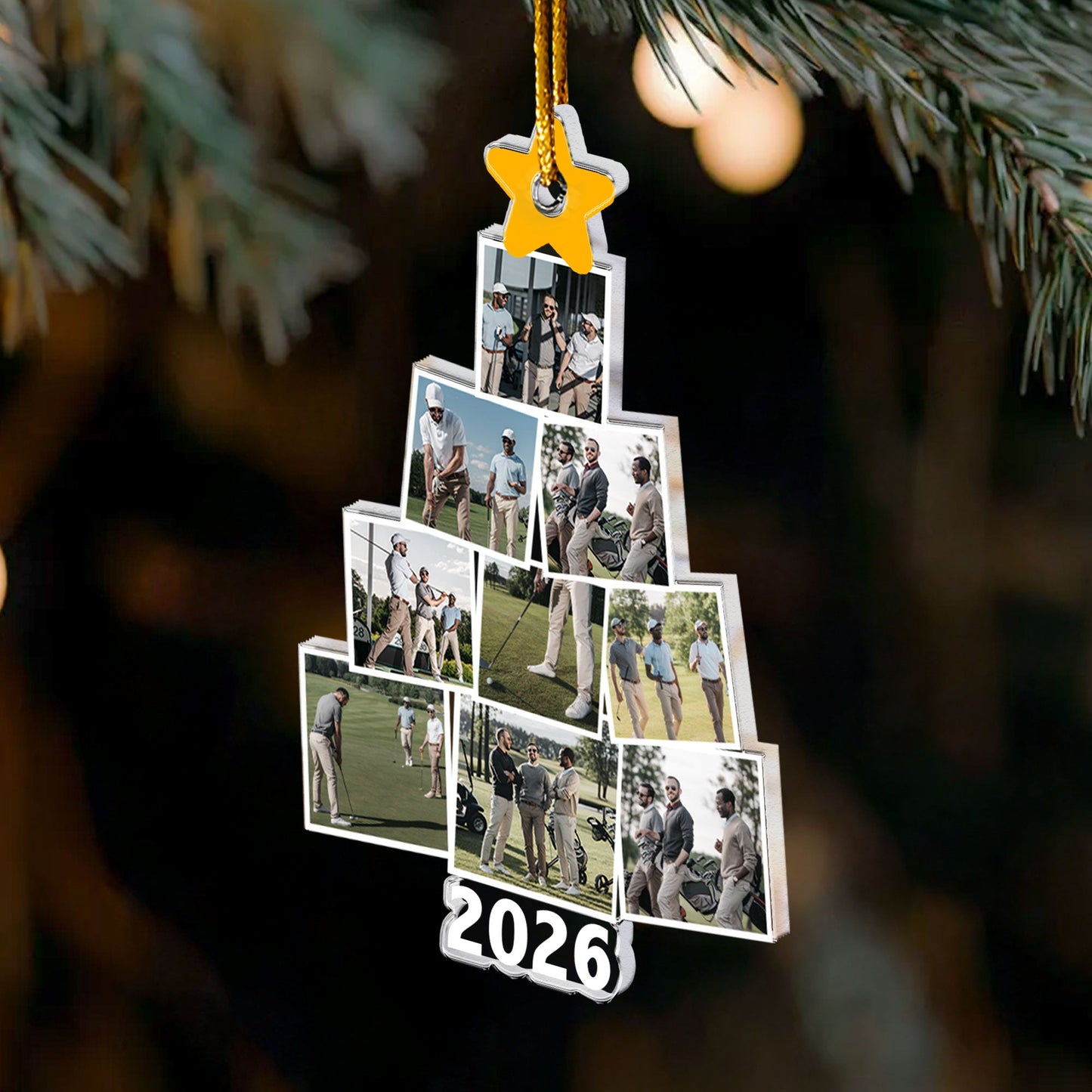 Photo Golfing Christmas Tree - Personalized Acrylic Photo Ornament