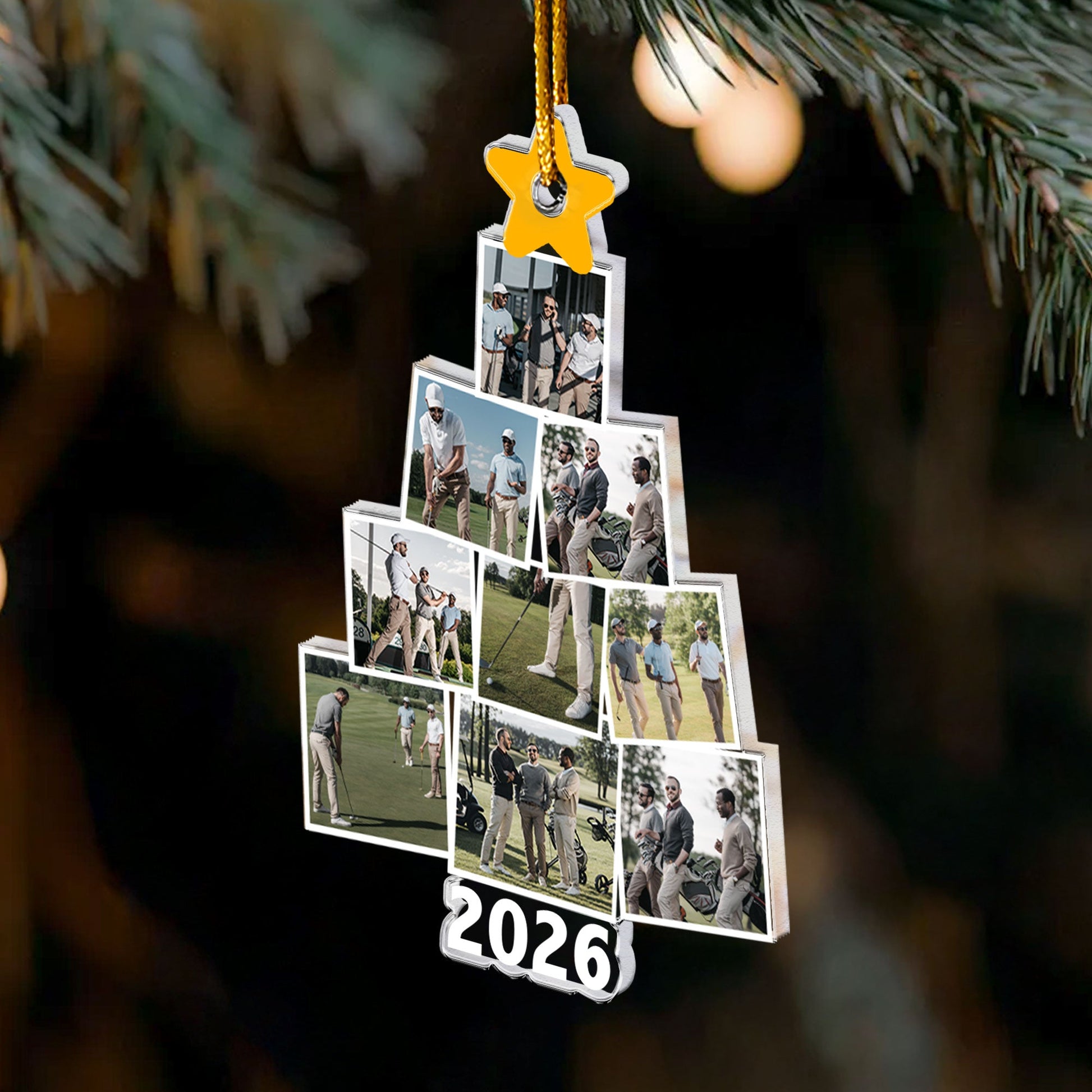Photo Golfing Christmas Tree - Personalized Acrylic Photo Ornament